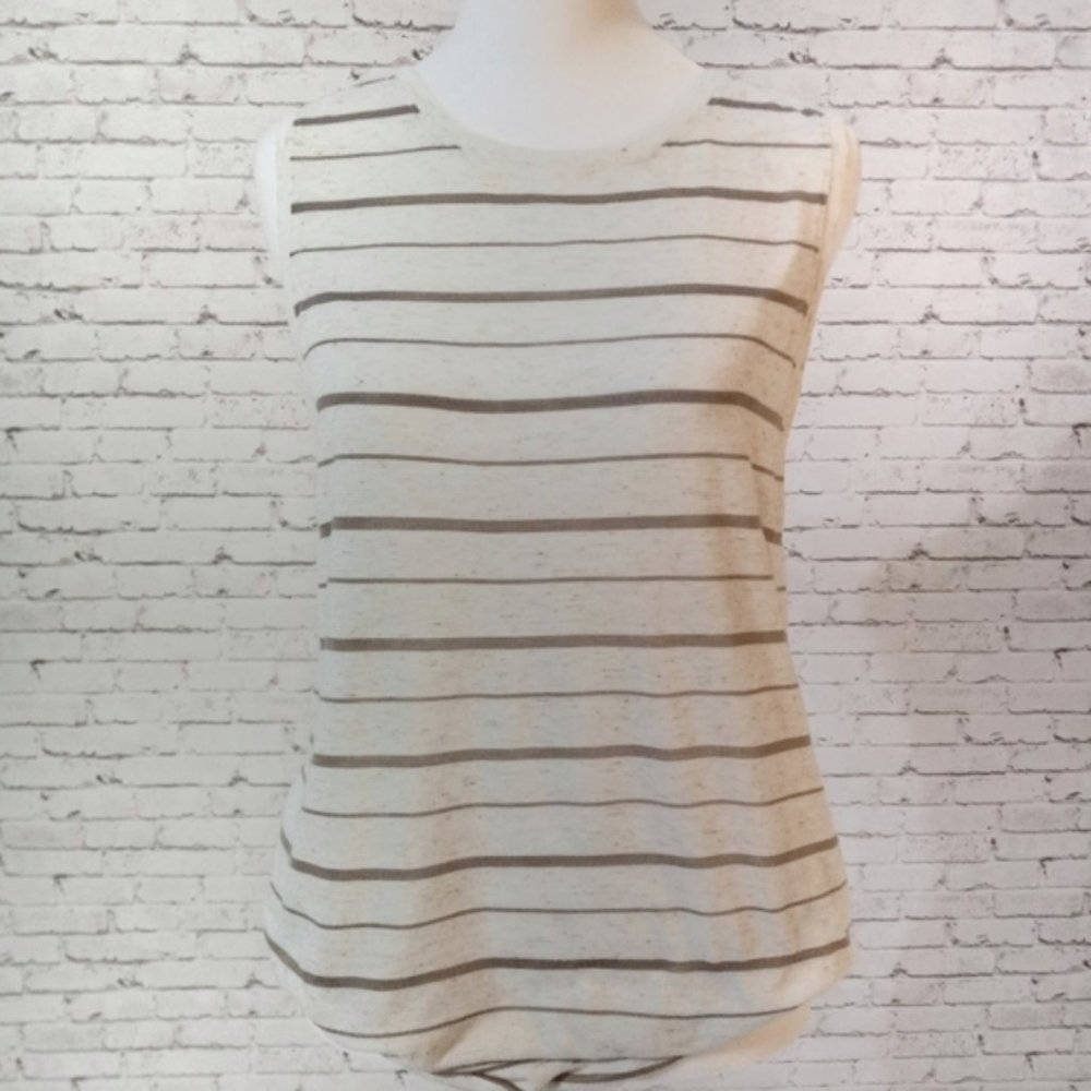 Athleta Cream and Brown Striped Tank New